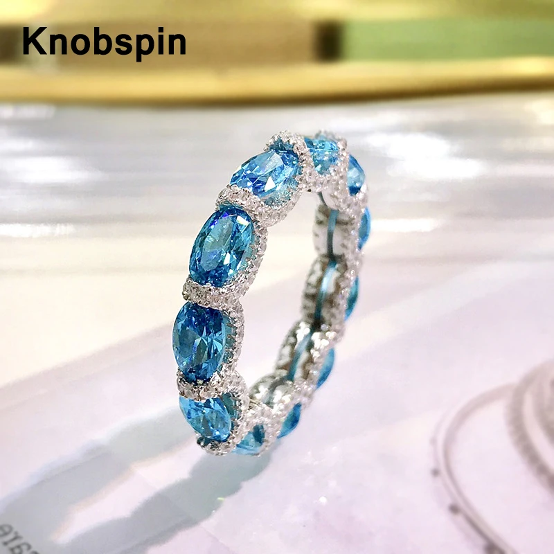 

Knobspin 100% 925 Sterling Ring Sparkling Silver 18K White Gold Plated Wedding Rings For Women Men Engagement Party Fine Jewelry