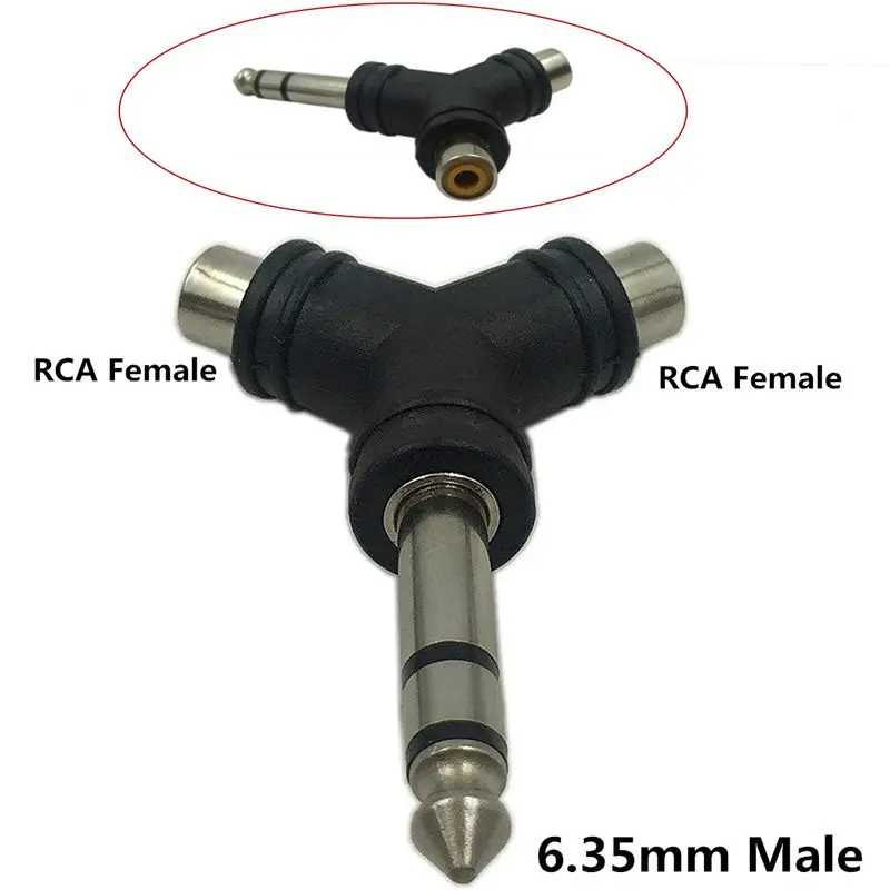 2x o-разветвитель 1 стерео штекер 6 35 мм 1/4 дюйма на 2 гнезда RCA Y-образный адаптер |