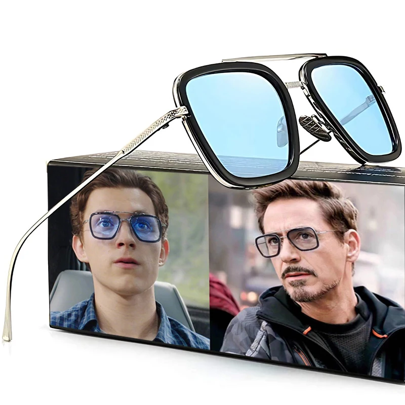 Модные мужские солнцезащитные очки Tony Stark, Мстители 3, Железный человек, квадратные очки, оправа, Человек-паук, Эдит, оптическая оправа, RX216