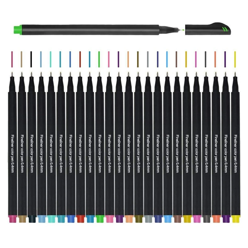 

Набор цветных ручек с 24 тонкими линиями, ручка для рисования 0,4 мм, отлично подходит для цветных книг, художественных поделок и журналов, пла...