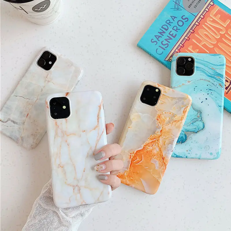 Мраморные чехлы для iPhone 11 Pro Max XR XS X 6 6S Plus мягкий IMD полноразмерный чехол