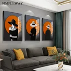 Оранжевая модная женская настенная Картина на холсте Минималистичная абстрактная шляпа постер для девушек картина пикантная леди украшение для дома комнаты