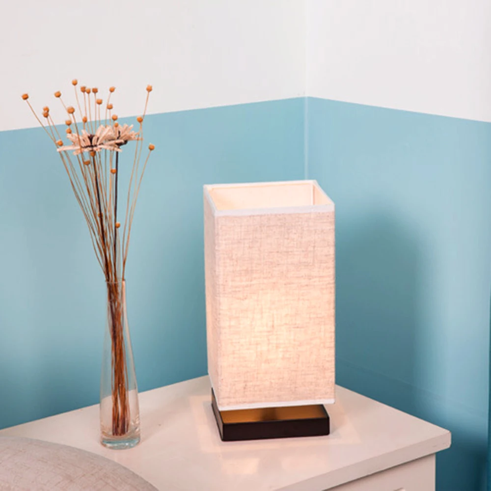 Светодиодный настольный светильник льняная лампа из цельного дерева для спальни