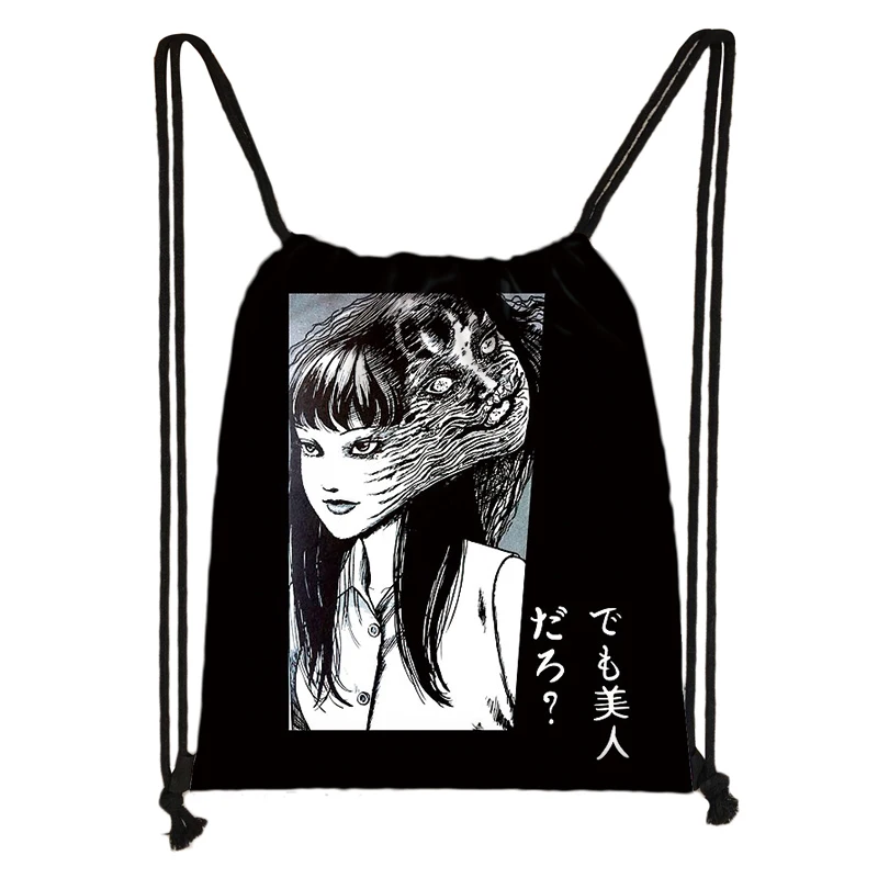 skdmanga07 Horror manga drawstring сумка Junji Ito Женская и мужская сумка для хранения Jorogumo/slug девушка холщовый рюкзак дорожный рюкзак Подростковая сумка - Цвет: skdmanga07