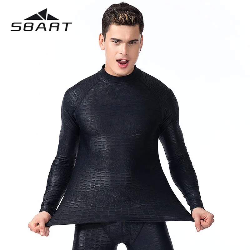 SBART длинный/короткий рукав сыпь Guard мужские купальники Защита от солнца УФ-излучения лайкра для серфинга топы для сноркеля плавательные шорты под акулью кожу Рашгард
