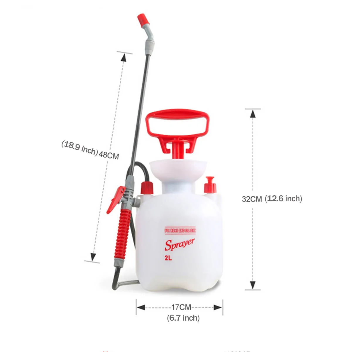 

2L Hand Pressure Trigger Sprayer Bottle Adjustable Copper Nozzle Head Manual Air Compression Pump Spray Bottle 48CM Spray Rod