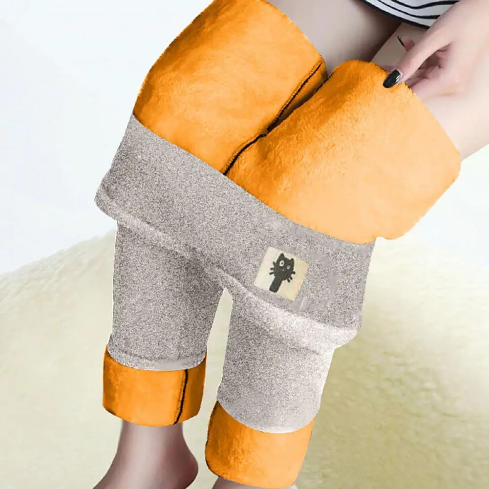 

2021Women Leggings Korean Style Autumn Winter Warm Thickened Plush Lining High Waist Stretchy Windproof Thermal Pants Streetwear
