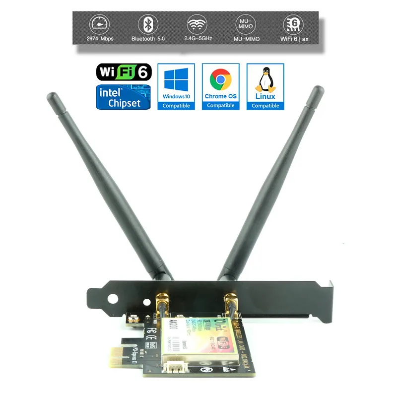 Ubit Bluetooth 5 0 | Pcie wi fi карта 2 4 гбит/с гигабитная двухдиапазонная сетевая Wifi 6 AX200