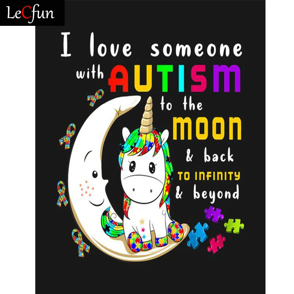 

Набор для алмазной вышивки LeCfun 5D «сделай сам», художественные наборы с надписью «I Love You to the Moon and Back», Полная работа, круглая квадратная вышив...