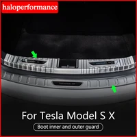 hot sell car stainless steel trunk inner guard for tesla model s x accessories rear bumper plate cover trim 2022