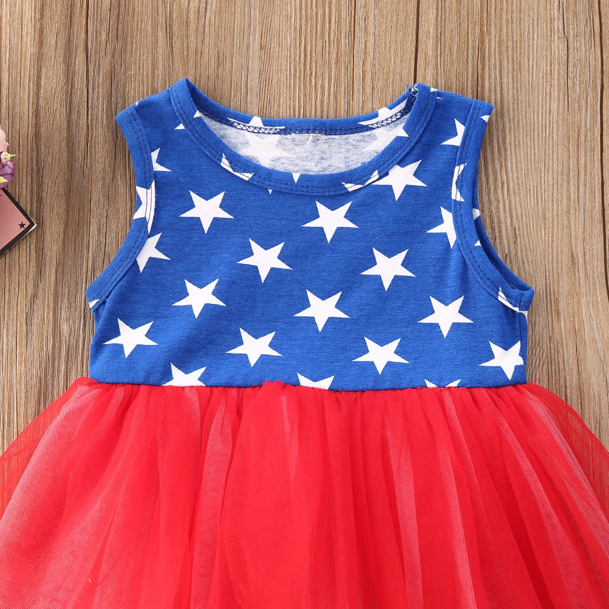 6M-4Y Toddler Infant Kids Baby Girl Dress 4th of July Sleeveless Layers Mesh Tulle Independence Day Clothes Outfits | Детская одежда и