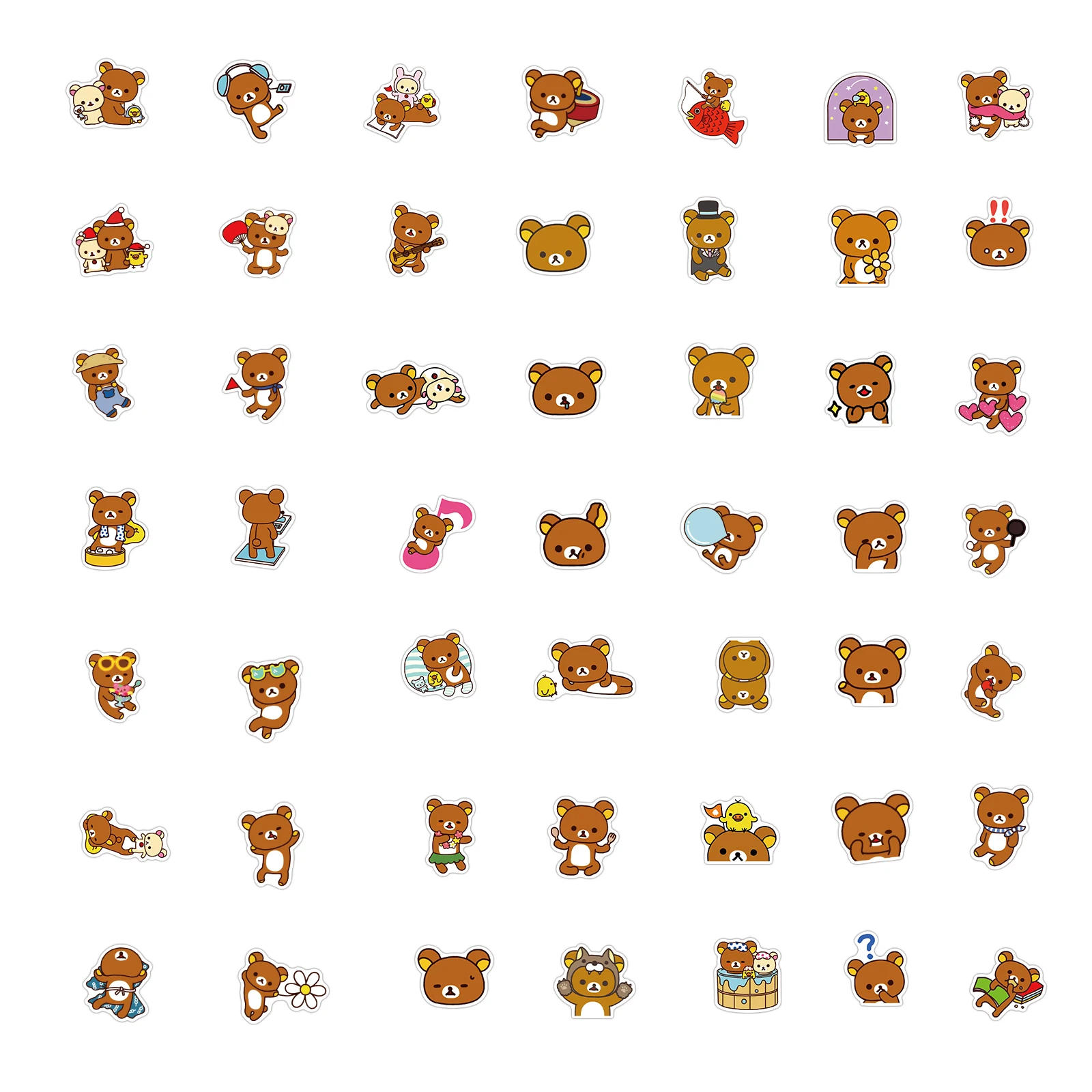 Juego de pegatinas Kawaii Rilakkuma Bear con dibujos animados para guitarra, juguete para montar en bicicleta, monopat&iacute;n, ordenador port&aacute;til, decoraci&oacute;n de equipaje, 10/100 Uds.-4