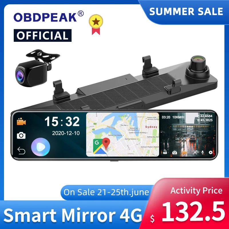 Android 8 1 4G + 32G 12 дюймов Автомобильное зеркало заднего вида поток медиа GPS Navi Dash Cam