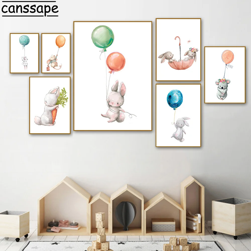 Кролик Воздушный шар для детской стены художественный принт коала кролик холст
