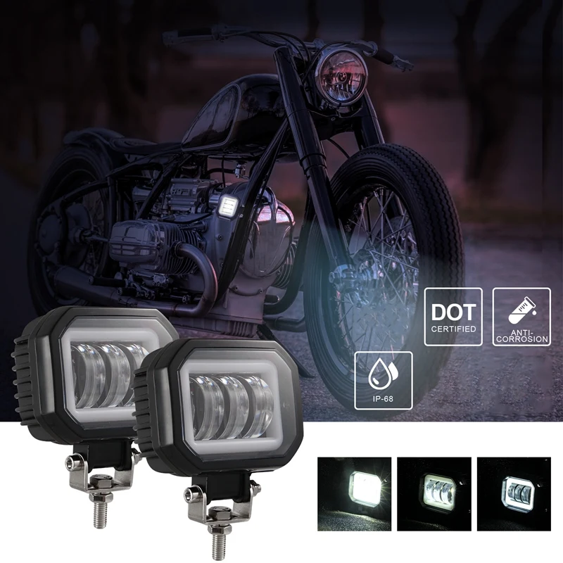 

2PC 30W Motorcycle Spotlights White,4Inch Motorcycle Fog Light Lamp Motorcycle Headlight LED Auxiliary Lights 12V 24V