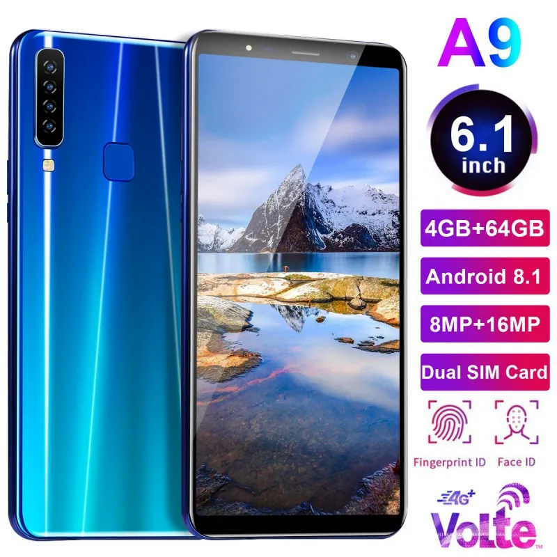 A9 6 2 дюймов 4G смартфон 4 Гб ОЗУ 64 ПЗУ Нотч экран мобильный телефон Распознавание