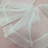 1yards high quality embroidery lace wide 12cm tulle ribbon sewing trim guipure dot elastic lace fabric for wedding dresses pl39