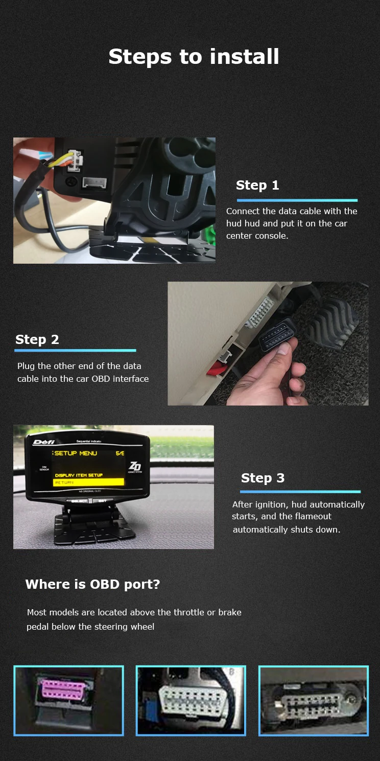 YOMI OBD2 Hud Дисплей Цифровой автомобиль 6 в 1 Тахо температура воды ODO часы поездки Defi метр OBD II датчик для Honda Civic