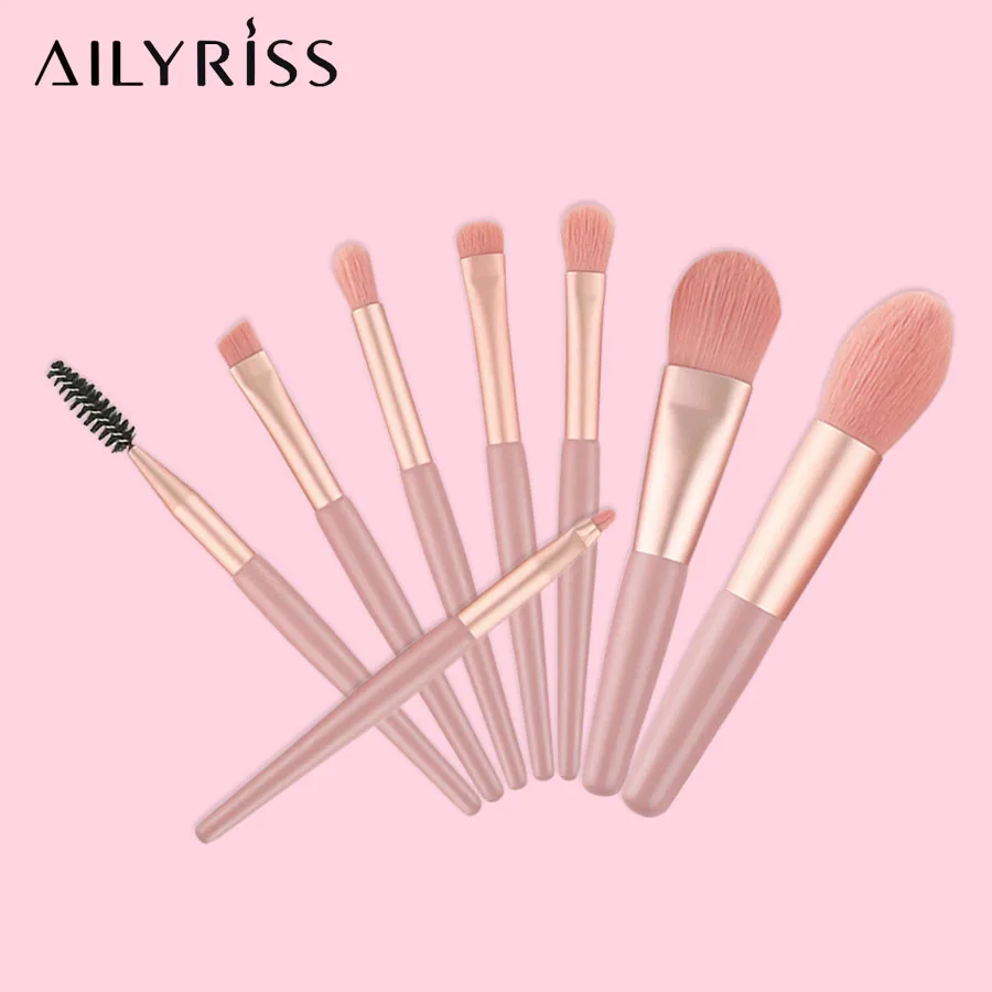 

8 PCS Mini Makeup Brush Set Premium Synthetic Foundation Brush Powder Concealers Brush Eyelash Eye shadow Eyebrow Brush Lip