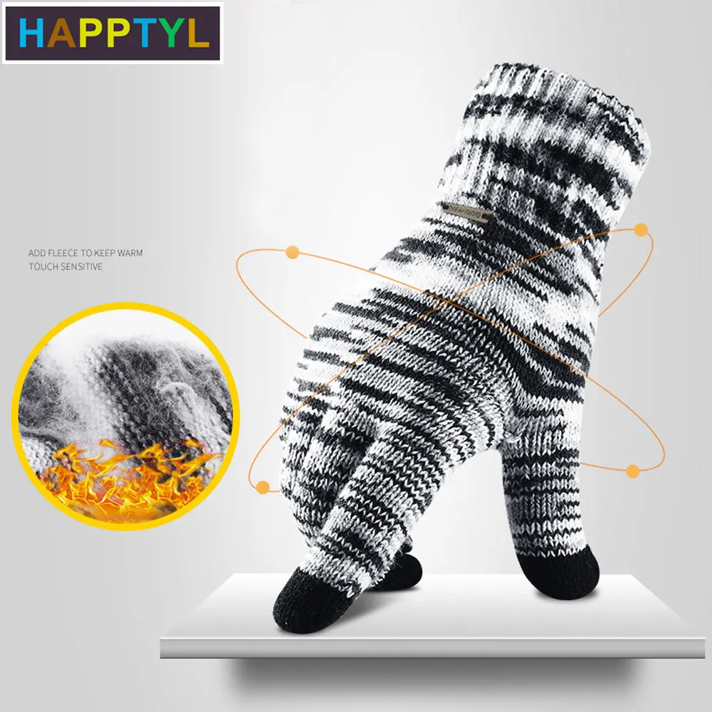 HAPPTYL 1 пара зимних теплых перчаток с сенсорным экраном для женщин и мужчин мужские