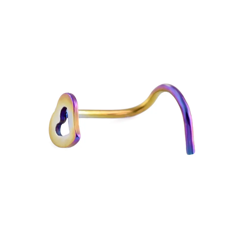 

Love Nose Piercing Ring Stainless Steel Peach Heart Bend Septum S Shaped Nose Nail Cuff Pircing Wholesale Nariz Jewelry