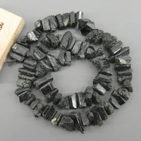 apdgg natural black tourmaline 5x10mm freeform rough raw nuggets beads 15 strand jewelry making diy