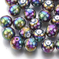 20pcs 10mm round opaque glass beads star snowflake tree stag christmas beads charm for diy bracelet jewelry making supplies