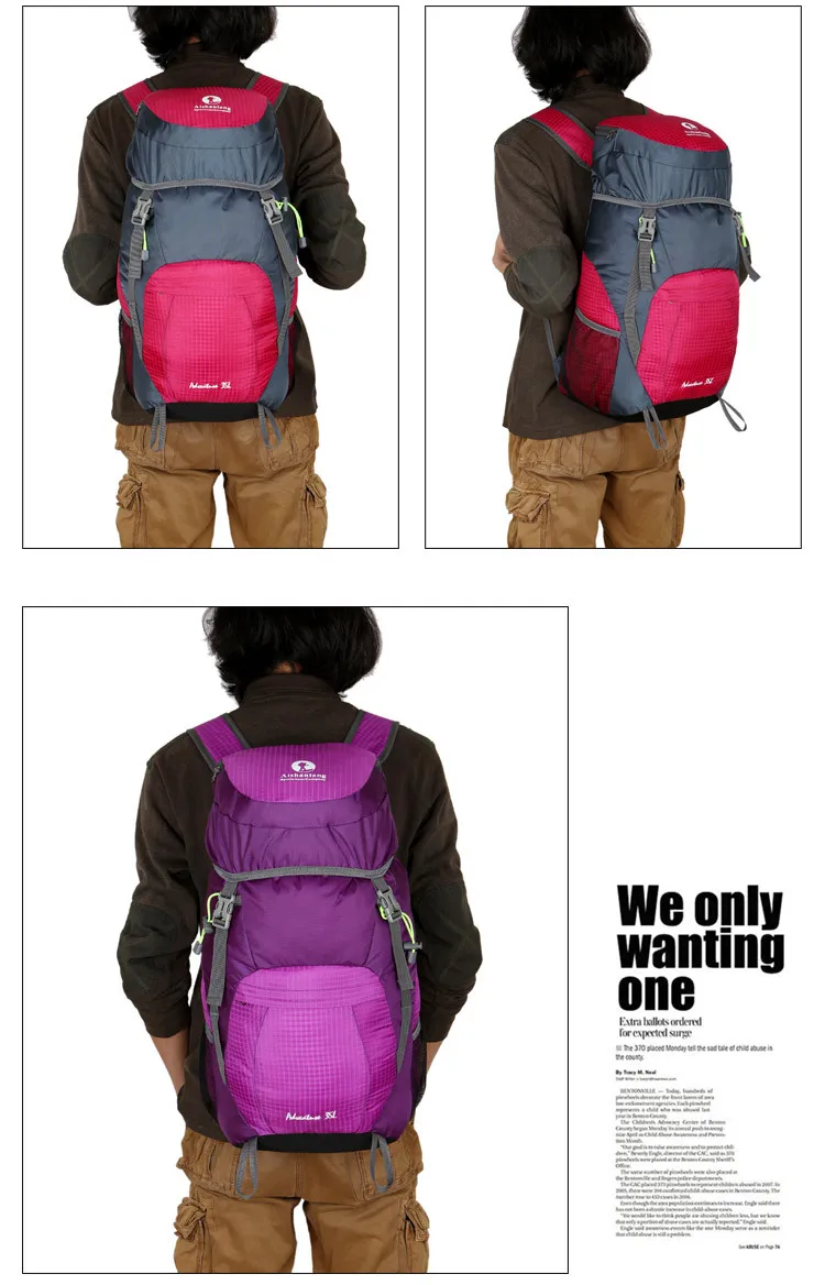 Men Outdoor backpack camping bag 35L Ultralight waterproof travel Folding backpack Women Sports camping hiking Hike Pack
