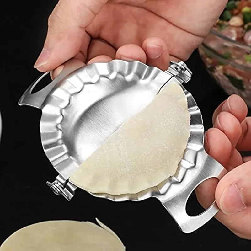 

304 stainless steel dumpling mold with integrated handle, durable, hook type design, kitchen gadget, dumpling mold