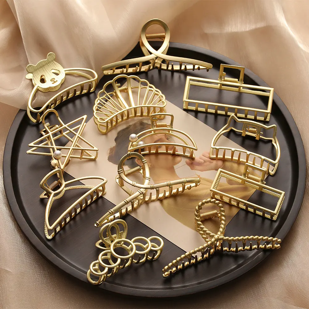 

Hot Sale Large Size Hair Claws For Women Metal Hairclips Cross Hairpins Pearl Hairgrip Elegant Girls Shark Clip Hair Accessories