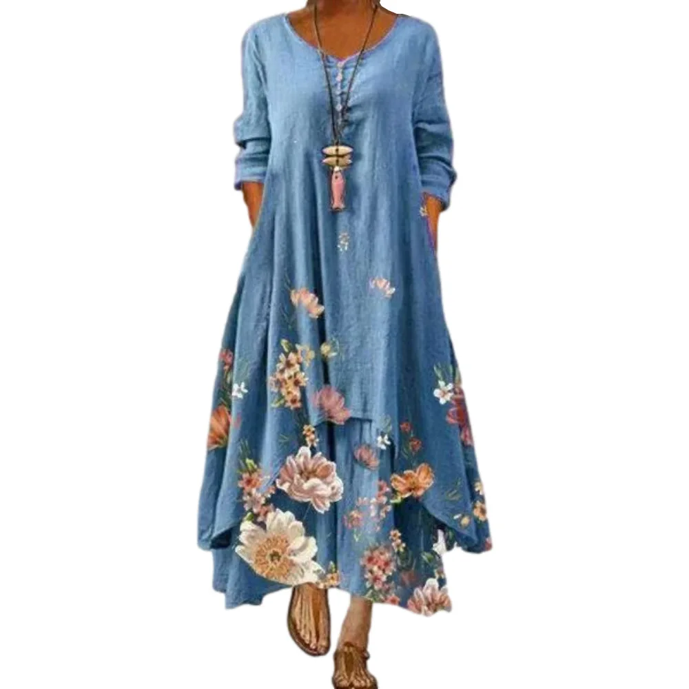 

Dress 2021 summer style European and American fashion popular printed long sleeved dress female ins online trend hot sale B060