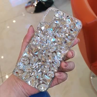 luxury fashion bling rhinestone 3d diamond phone case for iphone 11 13 pro max 12 xr xs max glitter glass protection cover coque