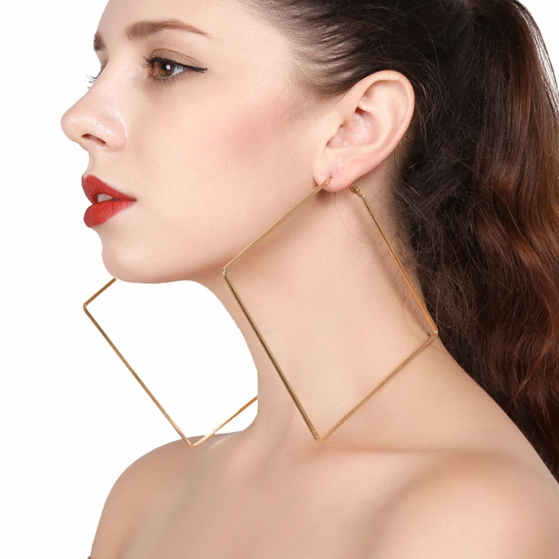 

Punk Square Big Earrings for Women Exaggerated Square Metal Earrings Wedding Party Jewelry Wholesale
