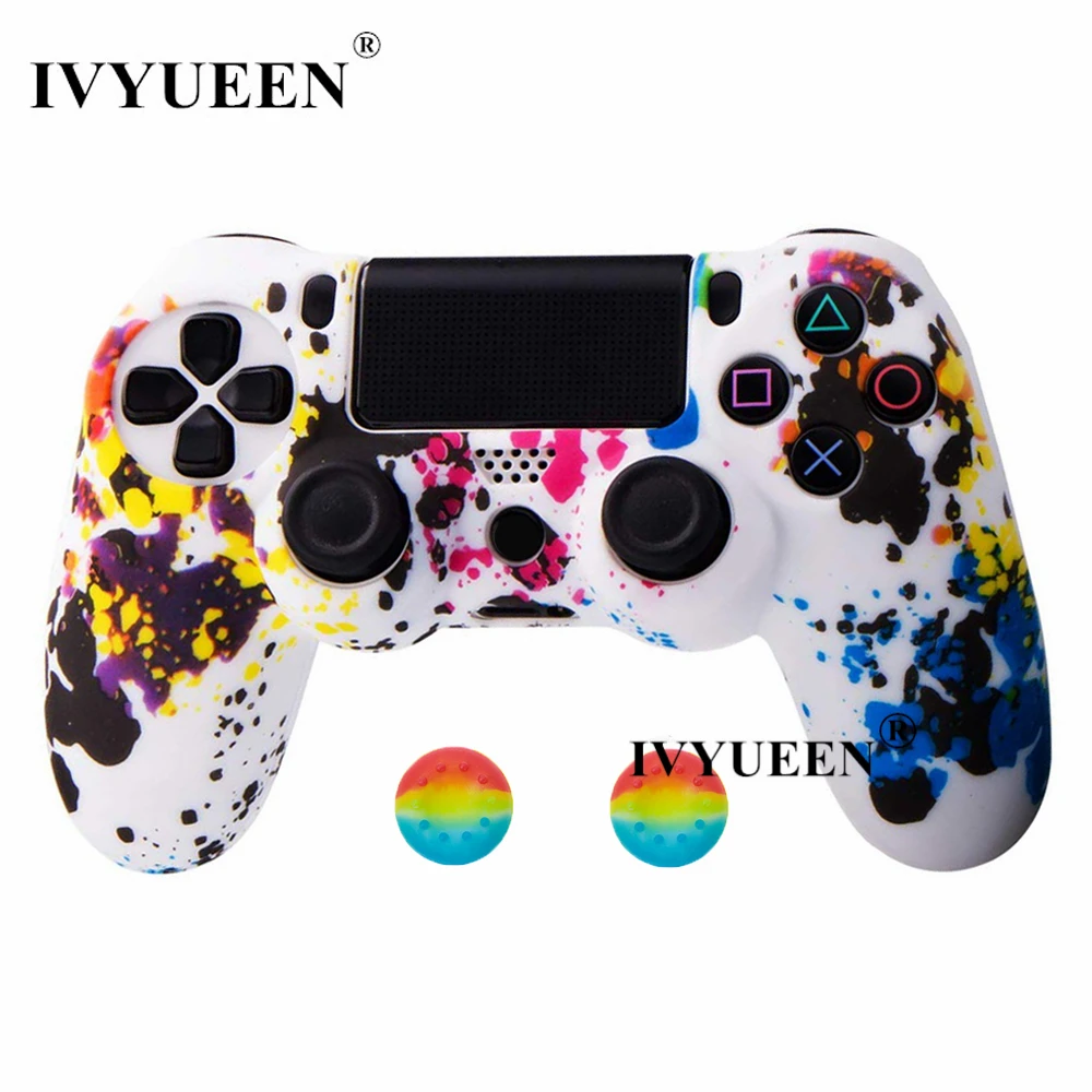 IVYUEEN для sony Dualshock 4 PS4 DS4 Slim Pro контроллер силиконовый камуфляжный чехол защитная кожа+ ручка для большого пальца колпачки для Play Station 4