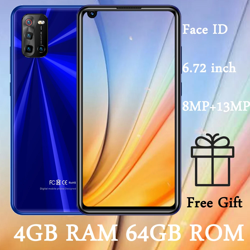 

6.72" Screen 7A Pro Unlocked Global Smartphones Android 4G RAM+64G ROM Mobile Phone Face ID 8MP+13MP Front/Back Camera Celulares
