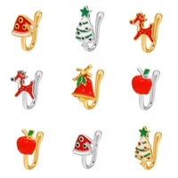 christmas series fake piercing nose rings oil drip u shaped non piercing nose nail nose clip holiday decoration body jewelry