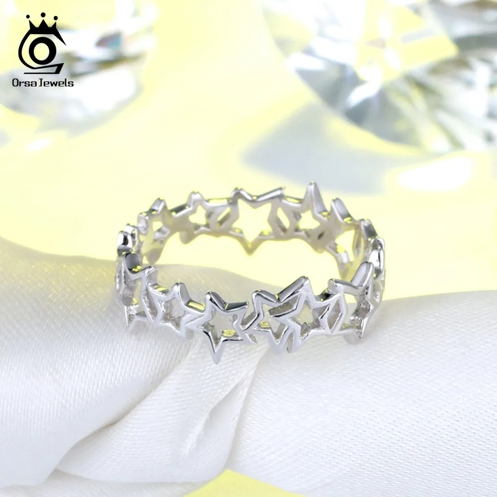 ORSA JEWELS 100% Настоящее 925 пробы Серебряное женское кольцо на палец с выдолбленной