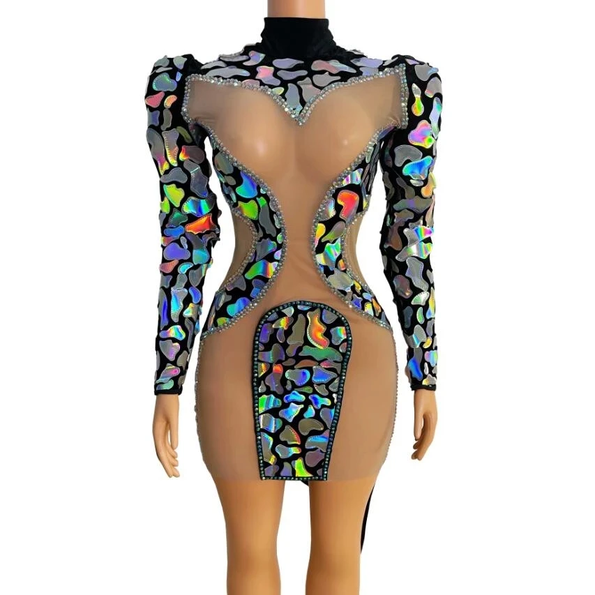 Вечерние платья для танцовщицы блестящее короткое платье с зеркальными