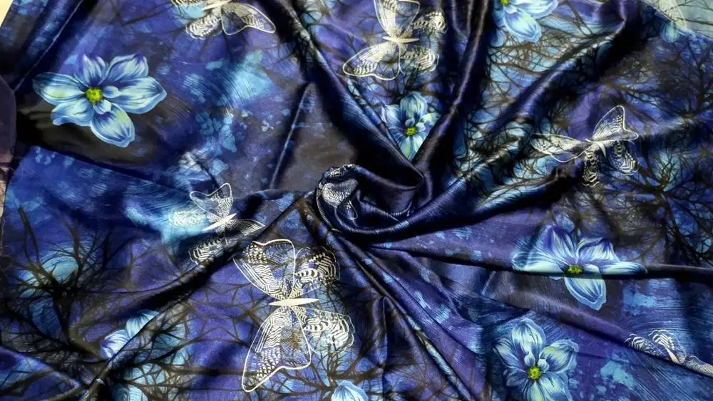 Новинка женские платья высокого качества компьютерные цифровые цветы синие