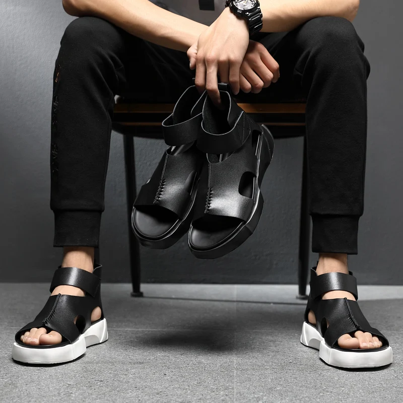 

Roman Sandals Men Summer Men's Sandals Outdoor Comfortable Casual Beach Shoes Genuine Leather Sandalias De Hombre High Quality