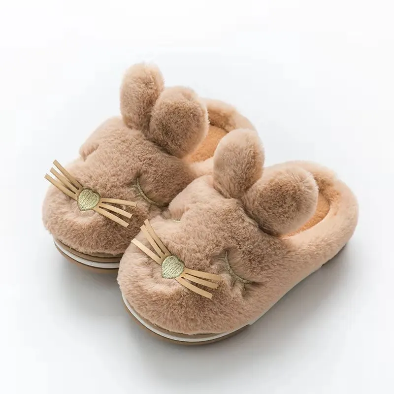 Зимние Детские домашние тапочки для мальчиков и девочек милая хлопковая обувь с