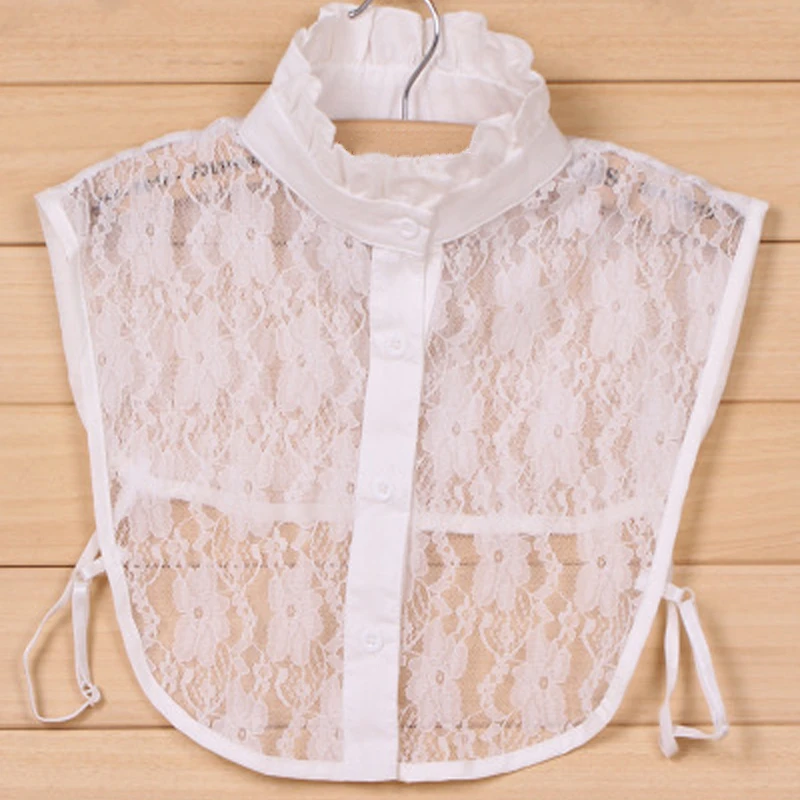 Женская кружевная рубашка с вертикальным отсоединяемым воротником летний