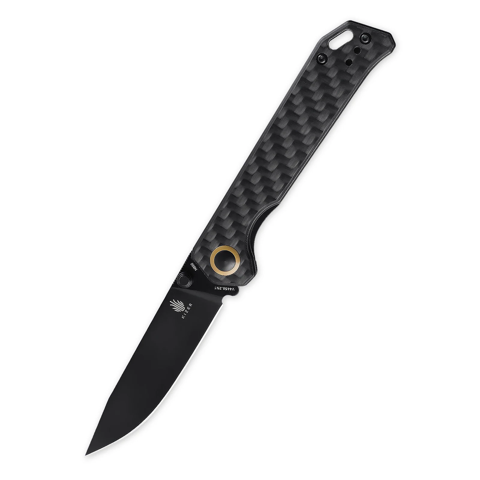 Beli Kizer Pisau Lipat Begleiter V4458.2N1 Pegangan Serat Karbon Hitam 2021 Baru N690 Pisau Baja Pisau Berkemah Di Luar Ruangan Alat