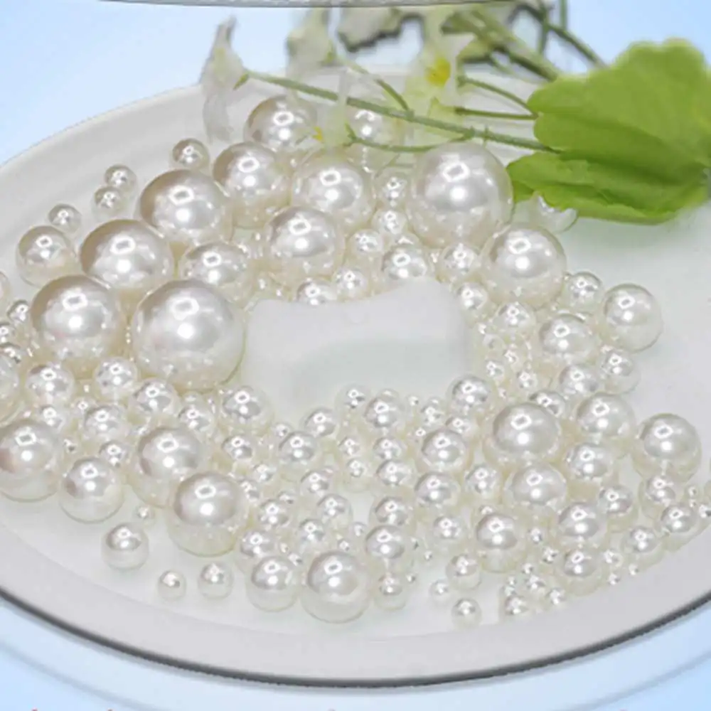 1200 шт разного размера искусственный жемчуг Круглые бусины чистый белый Dia