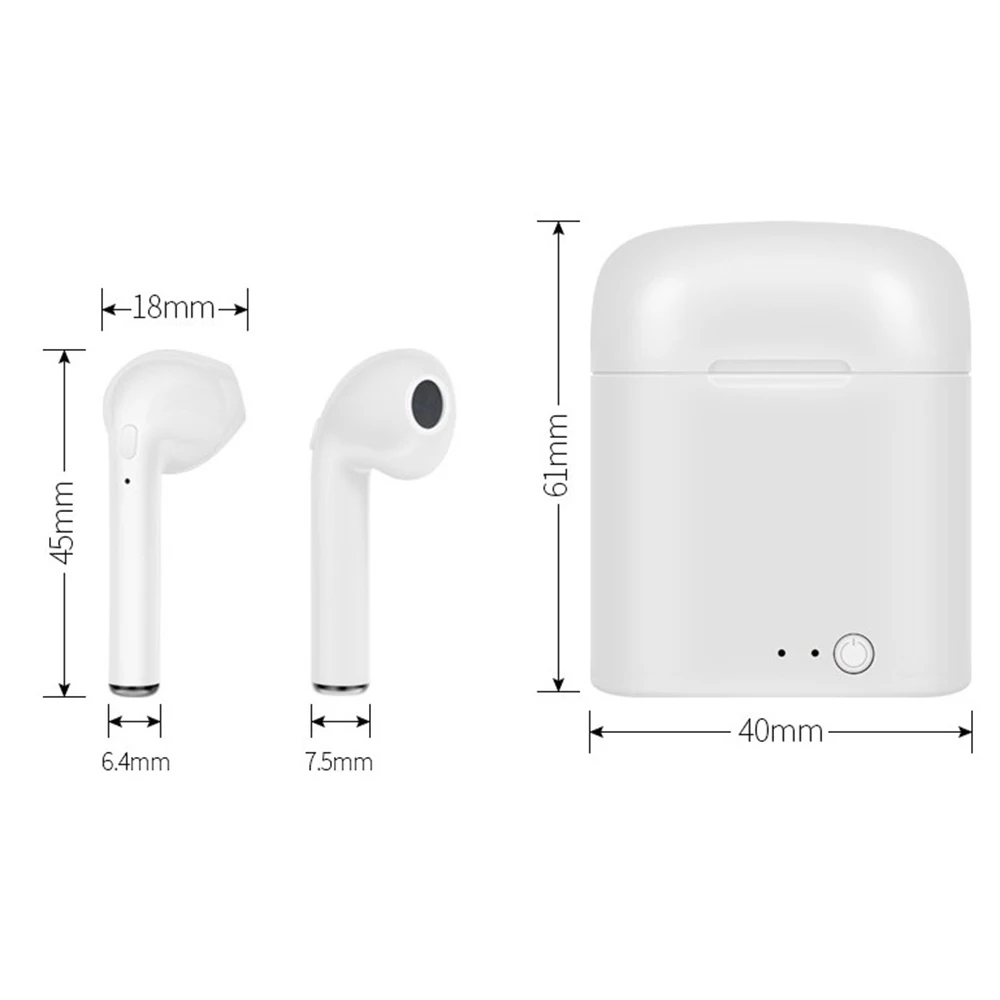 Беспроводные наушники i7s Tws Bluetooth с микрофоном для iPhone Huawei Xiaomi Android pk air 12 20 pro max