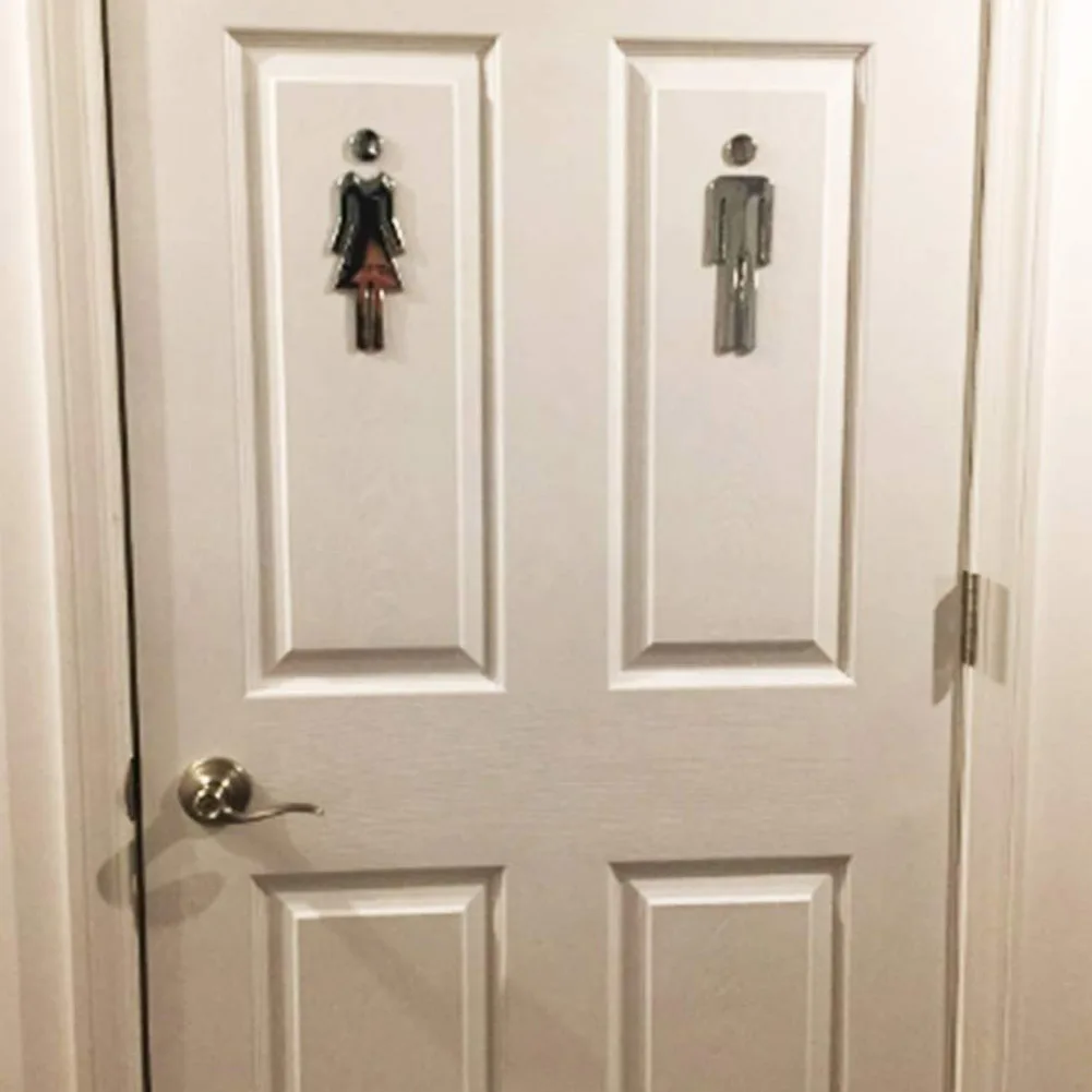 2 шт./компл. ABS ванная комната знак на клейкой основе Мужские Женские Туалет символ