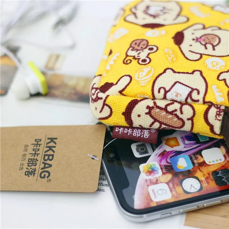 Мини винтажный женский квадратный милый короткий кошелек с кошкой Холщовая