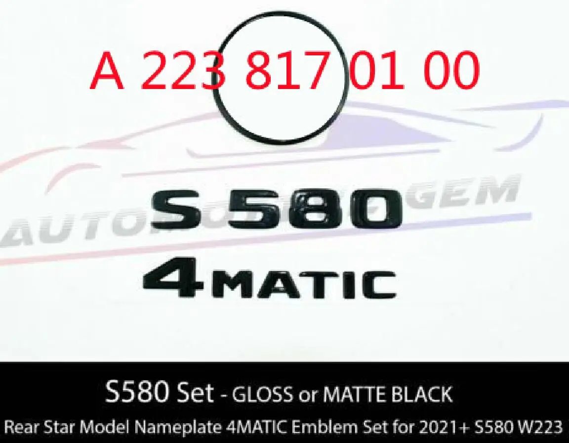 S580 4matic задняя Звезда эмблема черная буква значок логотип для AMG Mercedes W223 седан A 223