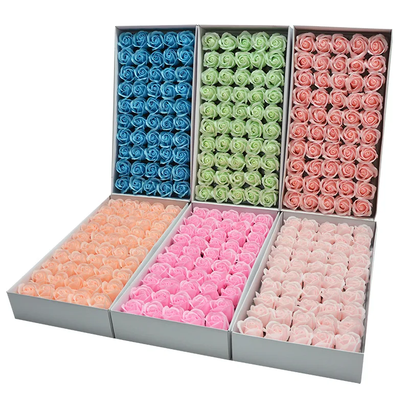 

50pcs Luminous Soap Rose Luminous Flower Rose Bouquet Gift Box with Base Decorative Flowers Wreaths Gift Wedding Party Supplies