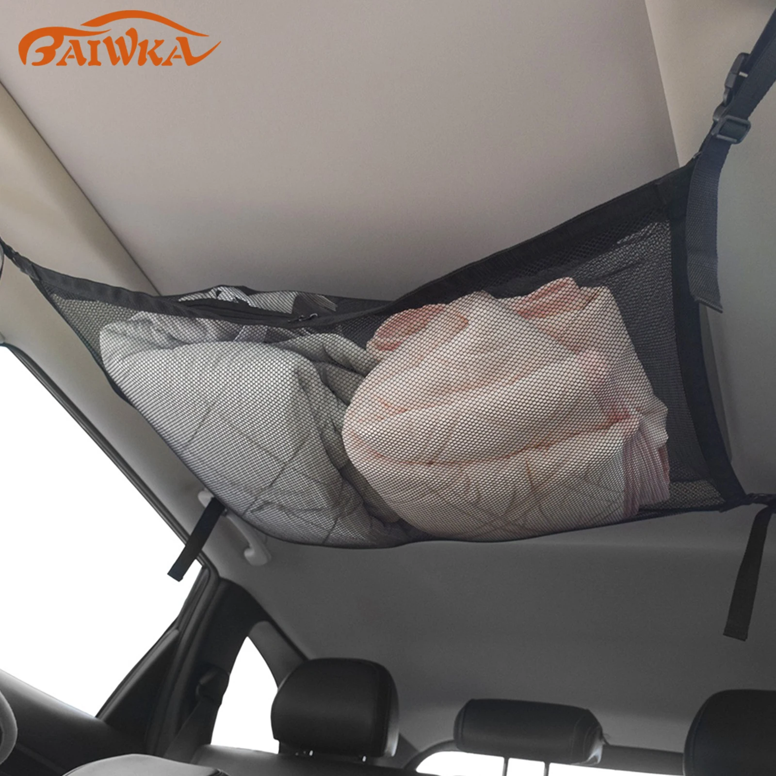 

Car Roof Storage Bag Car Seat Storage Net Bag Breathable Mesh Organizer Clothing Luggage Quilt Sundries Storage Trunk Organizer